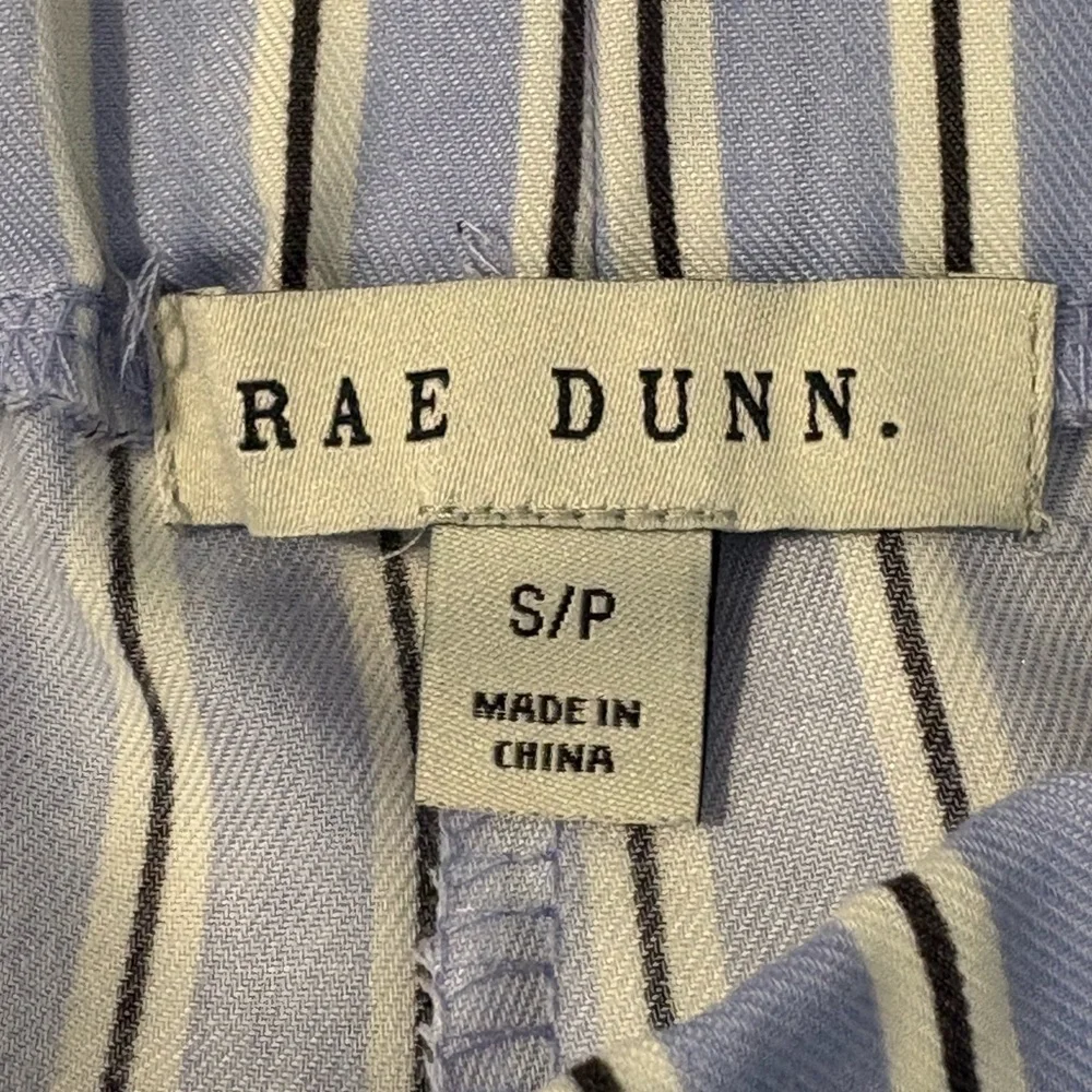 Rae Dunn Women’s Small 2 piece pajama top and shorts white‎ and blue stripes NWT